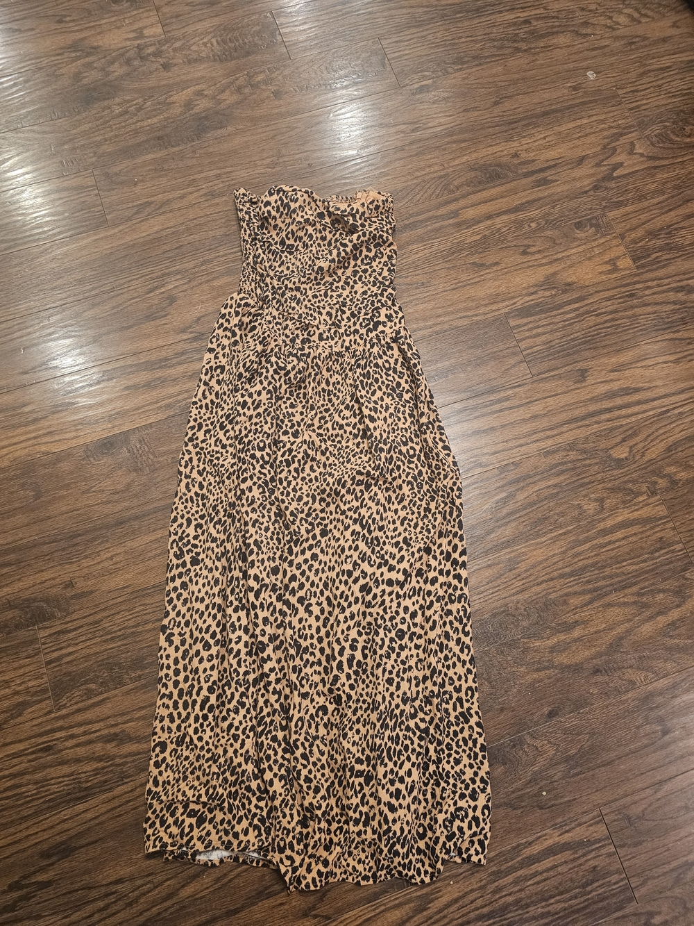 Universal Thread Strapless Leopard Print Maxi Dress - Tan & Black